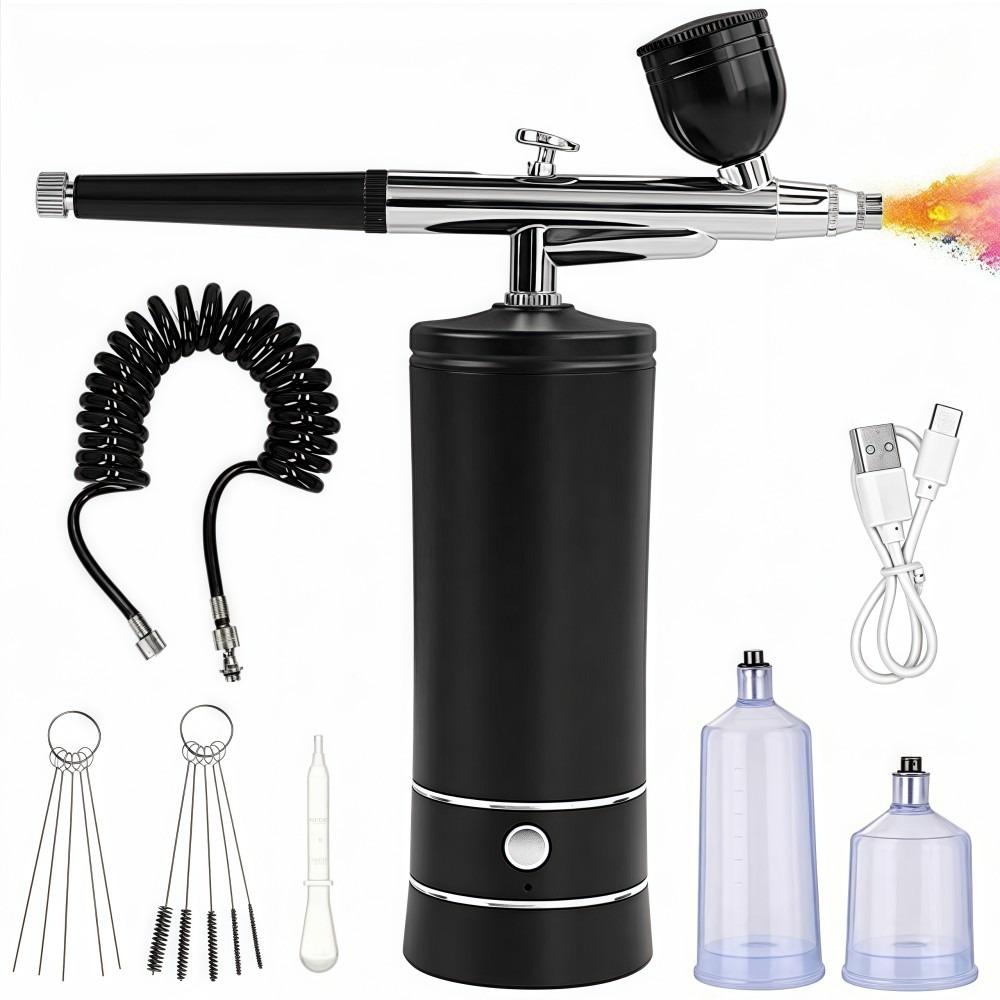Multifunctional Airbrush Kit with Air Compressor 2 Gears Handheld Nail Charms Wireless Air Brush Rechargeable Portable