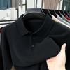 Dicke Strickwaren für Herren: Einfarbiger Pullover mit Revers, Warmes Langarm-Oberteil für Herbst/Winter