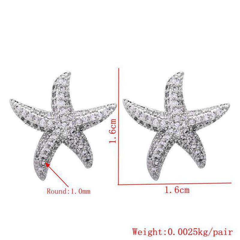 Aegean Star White Gold-Plated Hypoallergenic Micro-Paved Earrings