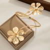 1 Piece Double Flower Imitation Pearl Open Anklet, Adjustable Summer Beach Accessory, Niche Design Ankle Ornament