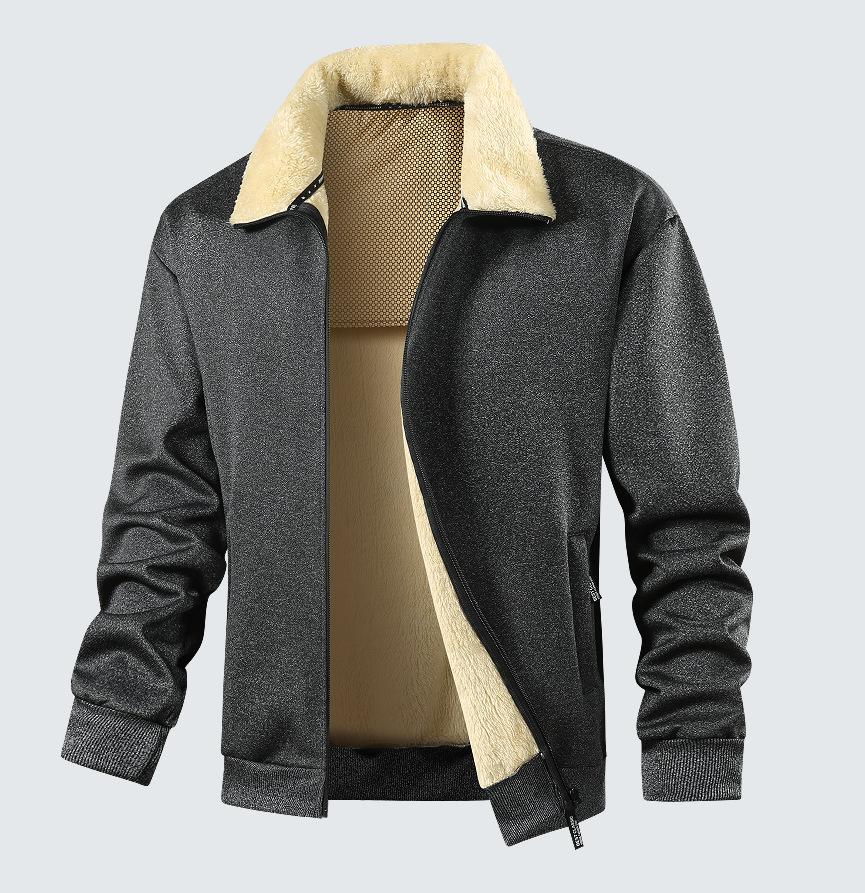 Men's Casual Cargo Long Sleeve Sherpa Lined Jackets With Pockets Outdoor Warm Fall Winter Outwear Jacket Zipper Up Fleece Coats for Men