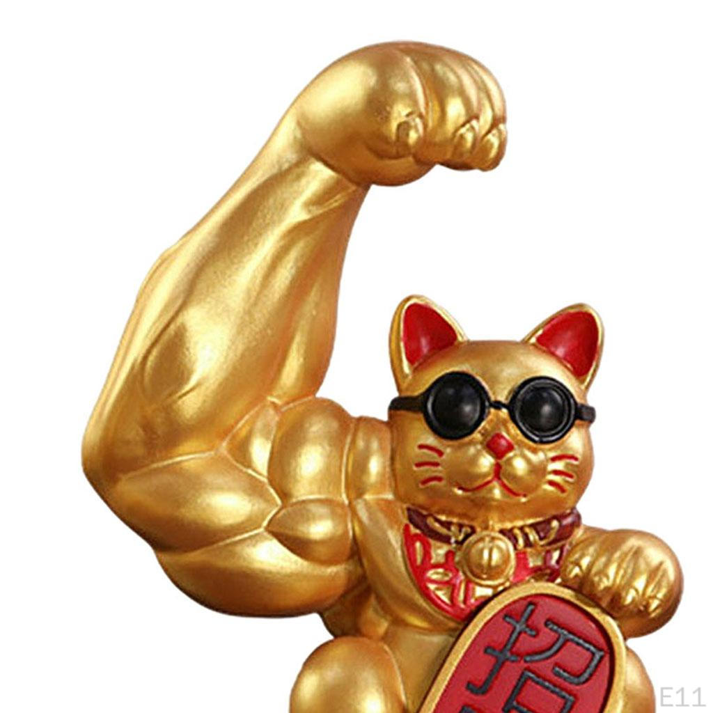 Cat Figurine Sculptures Resin Fengshui Statue Wealth Car Decoration Ornament Accessory