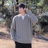 Men's College-Style Faux-Layered V-Neck Knit Pullover
