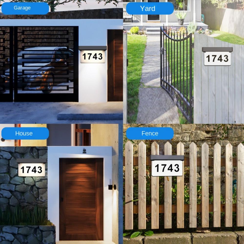 Solar Lights House LED Number Light Outdoor Garden Waterproof Fence Solar Wall Lamp for Home Hotel Villa Decora Doorplate Lights
