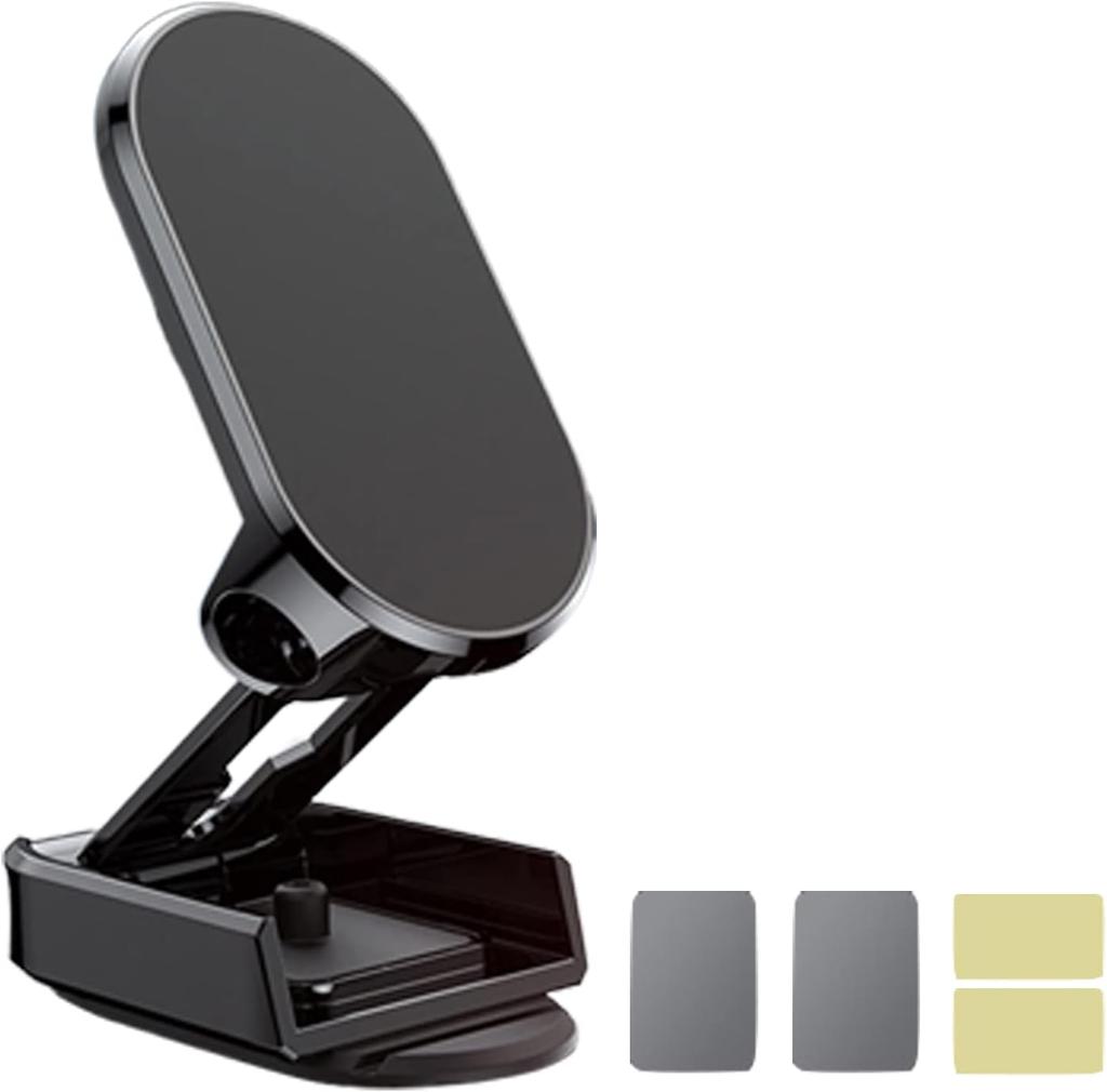 Foldable Metal Car Phone Holder, 720° Rotatable Strong Magnetic Flip Holder, Magnetic Phone Holder, Universal Dashboard Car Holder