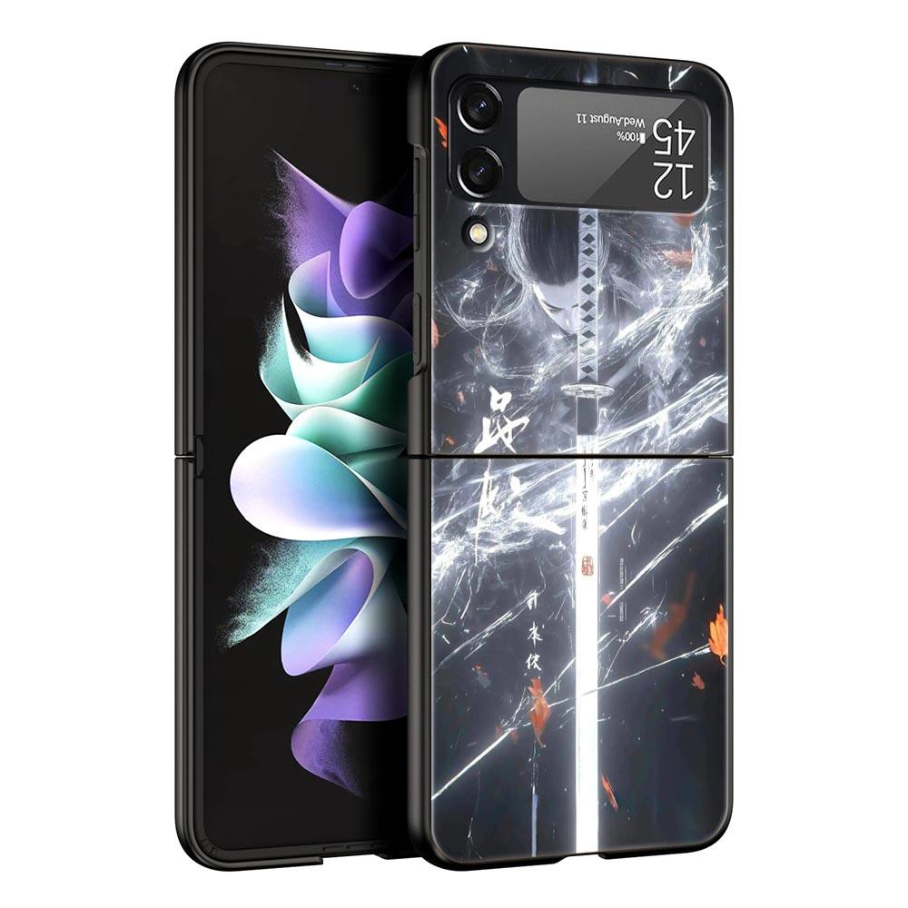 Das Schwert Kreatives Muster Harte PC-Handyhülle Für Samsung Galaxy Z Flip 7 6 5 4 Schwarze Hülle Für Galaxy Z Flip 3 Faltbare Schale