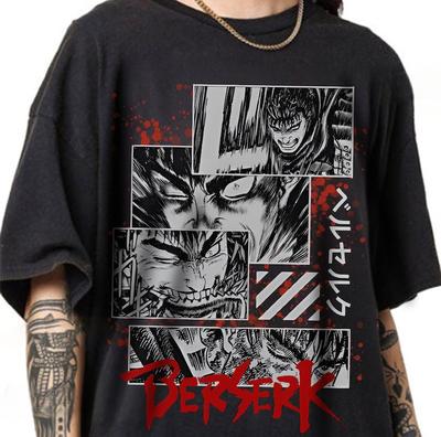 Berserk T-Shirt, Inspiriertes Anime Guts Berserk T-Shirt Schwarz- Anime Geschenk