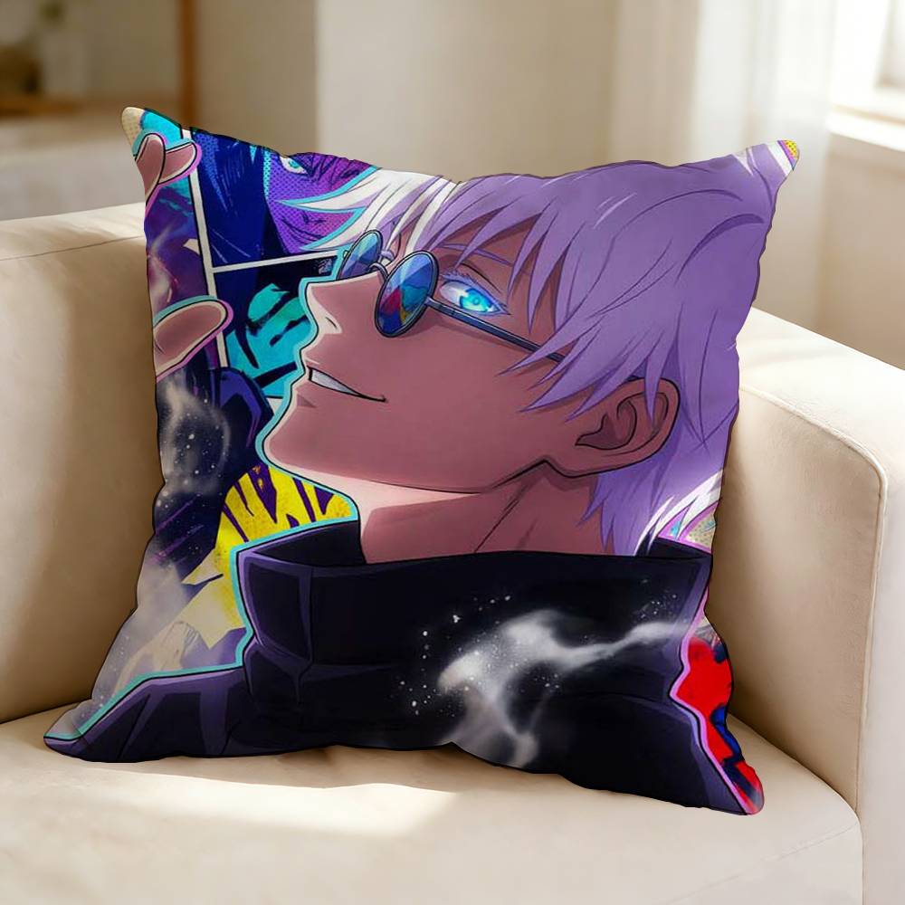 JJujutsu KKaisen Anime SSatoru Gojo Pillow Case Square DoubleSided Sofa Cushion Cover Bedroom Bedside Pillow