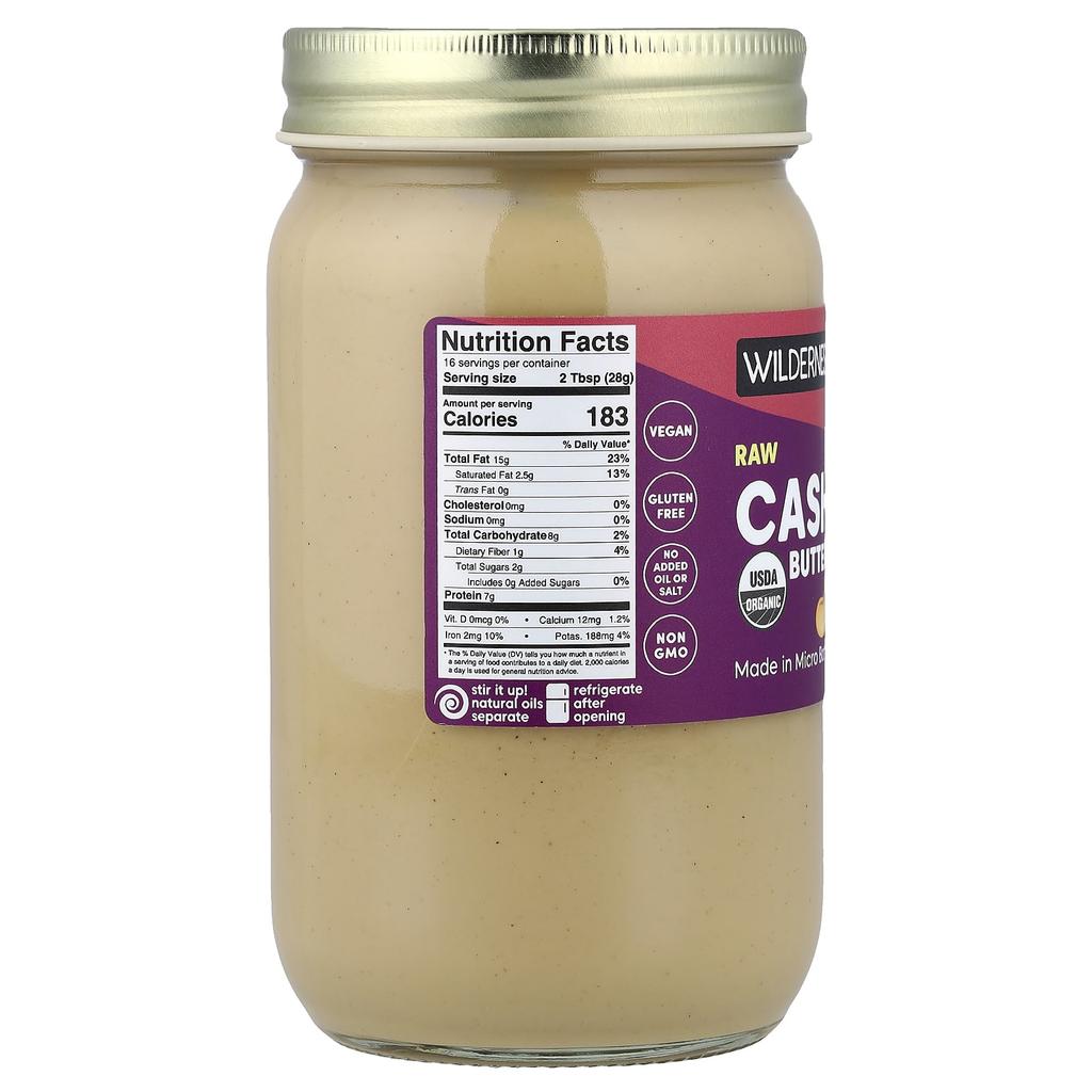 Wilderness Poets, Unprocessed Cashew Butter, 453g (16oz)