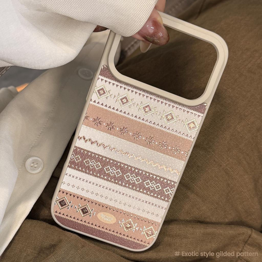 Vergoldetes Leder für Apple 17promax Handyhülle 16 für IPhone 15 Personalisierte braune Textur 13 für Huawei für Samsung