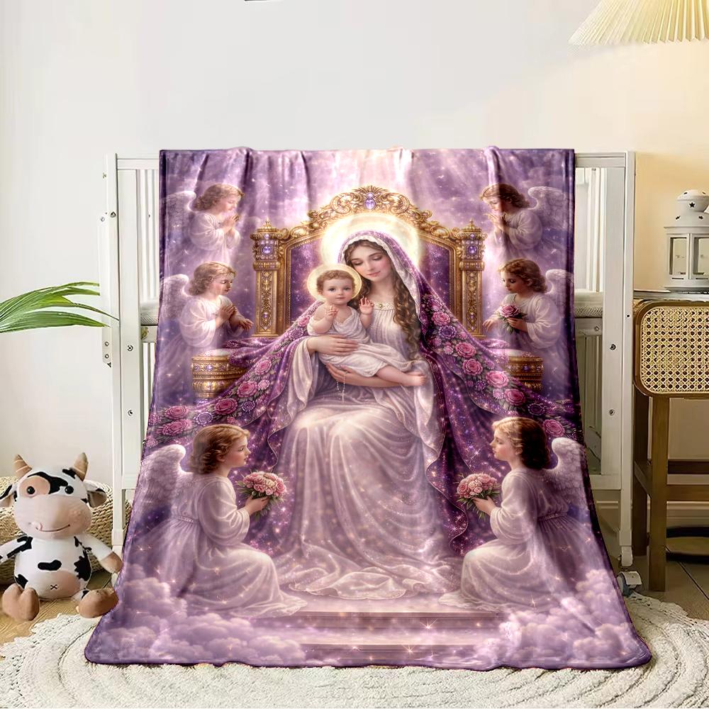 Heavenly Angelic Scene in Soft Pastel ColorsFlannel blanket for bedroom, living room, sofa, and nap