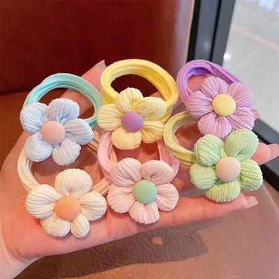 Cute Girls Nylon Flower Hair Ties Candy High Elastic Bow Bands Pigtails Hair Rope Rubber Hair Gum Scrunchies Accessories
