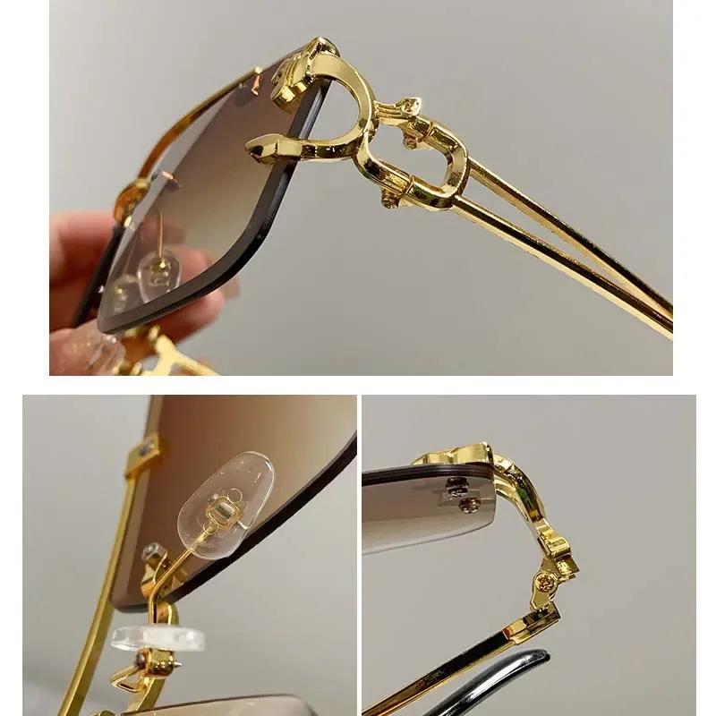 Rimless Square Sunglasses Men Women Brand Designer Vintage Luxury Sun Glasses Male Female Retro Mirror Fashion