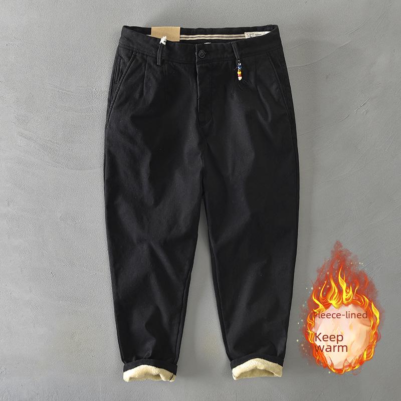 Z338 Męskie Bawełniane Ciepłe Kombinezony Casualowe Plus Aksamit - Edycja Jesienno-Zimowa