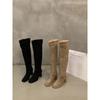 Men Women Winter Boots Fashion Ladies Shoes Sleeve Women'S Keep Warm Pointed Toe Suede Solid High Tube Chunky Heels Female