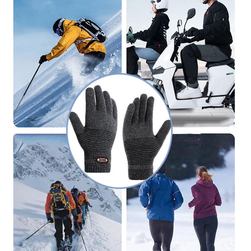 Winter Thick Knitted Warm Gloves for Men and Women Touch Screen Full Finger Gloves Lined Velvet for Cycling Sports Accessories