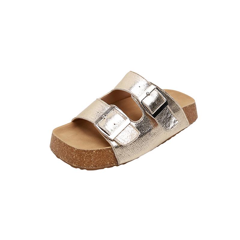 

Стиль Ян Ми Ретро Пряжка Повседневные Кожаные Сандалии Birkenstock на Толстой Подошве для Женщин 35