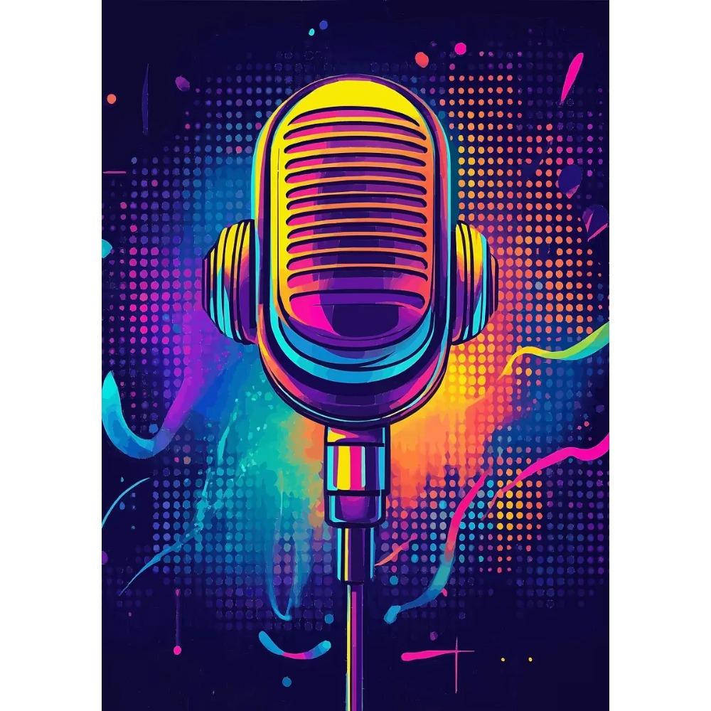 Hot Live Music Neon Headphones DJ Posters Colorful Boombox Microphone Party Prints Canvas Painting Wall Picture Home Room Decor