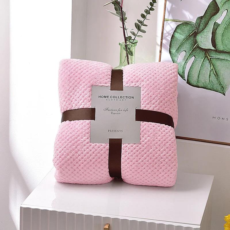 Solid color blanket coral fleece sofa blanket thick flannel blanket gift blanket