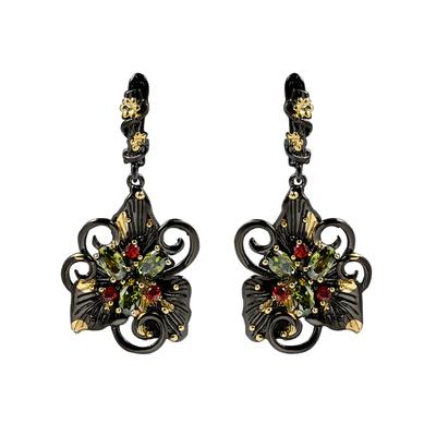 Elegant Temperament Flower Earrings Color Zircon Earrings Jewelry Party Jewelry Italian Luxury Jewelry Womens for Earrings