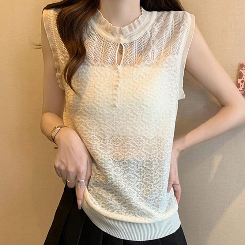 Tank Tops Women 2025 Summer Sleeveless O-Neck Black Slim Knitted Tank Tops Camis Women Tops JJ214