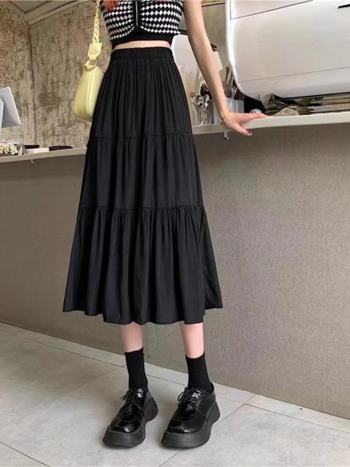 

Белая мини-юбка А-силуэта для миниатюрных женщин, коллекция весна 2024, с высокой талией, средней длины, дизайн «торт» L чёрный