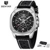 BENYAR Fashion Men Quartz Watch Stainless Steel Strap Retro Sports Watches For Man Calendar Luminous Waterproof Reloj Hombre