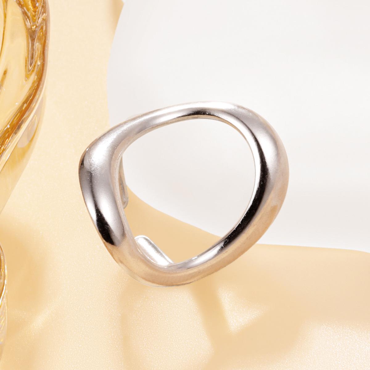 Women s Geometric Titanium Steel Open Band Ring