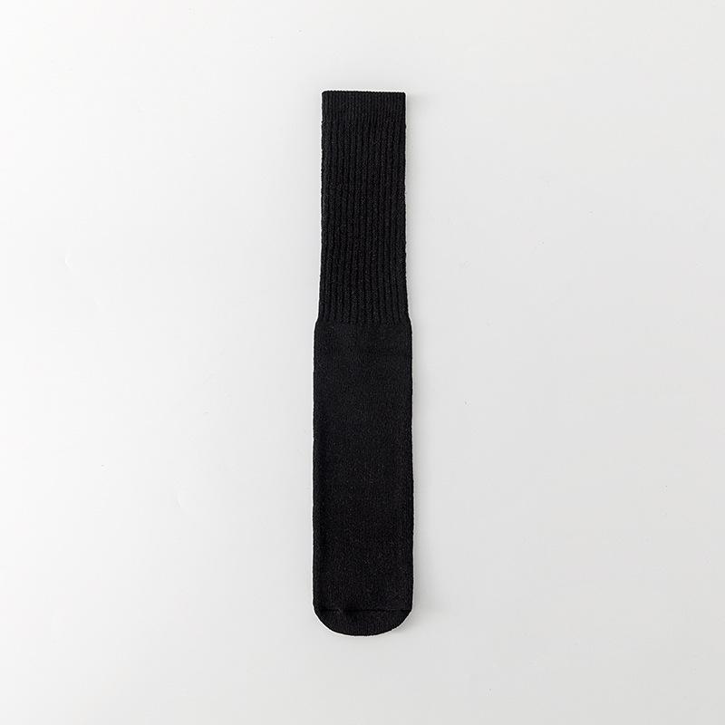 

Black and White Solid High-elastic Straight Socks, Heavy Thick Cotton Socks, Winter Warmth Letters 1 pair чорний