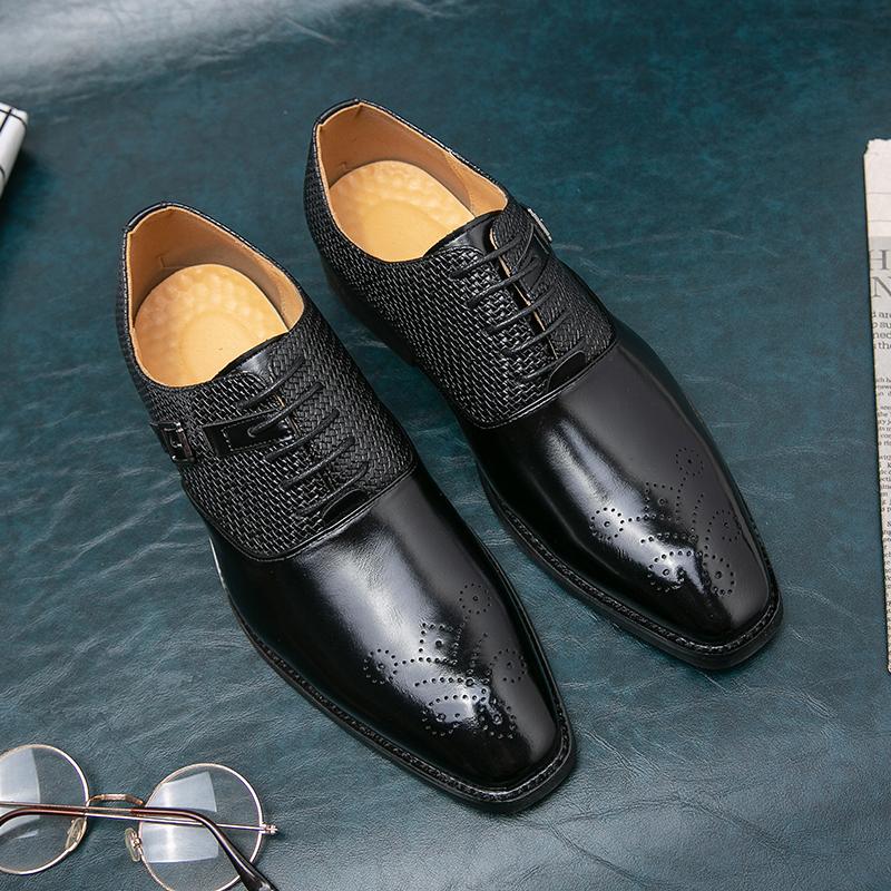 

Роскошные кожаные туфли, новые кожаные туфли с острым носком в британском деловом стиле, деловые мужские кожаные туфли, свадебные туфли, офисная обувь 43 чёрный