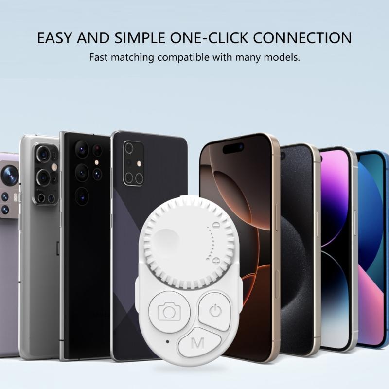 Wireless Smartphone Camera Controller With Zoom Adjustment Lightweight Plastic Design For Selfies Video Recording