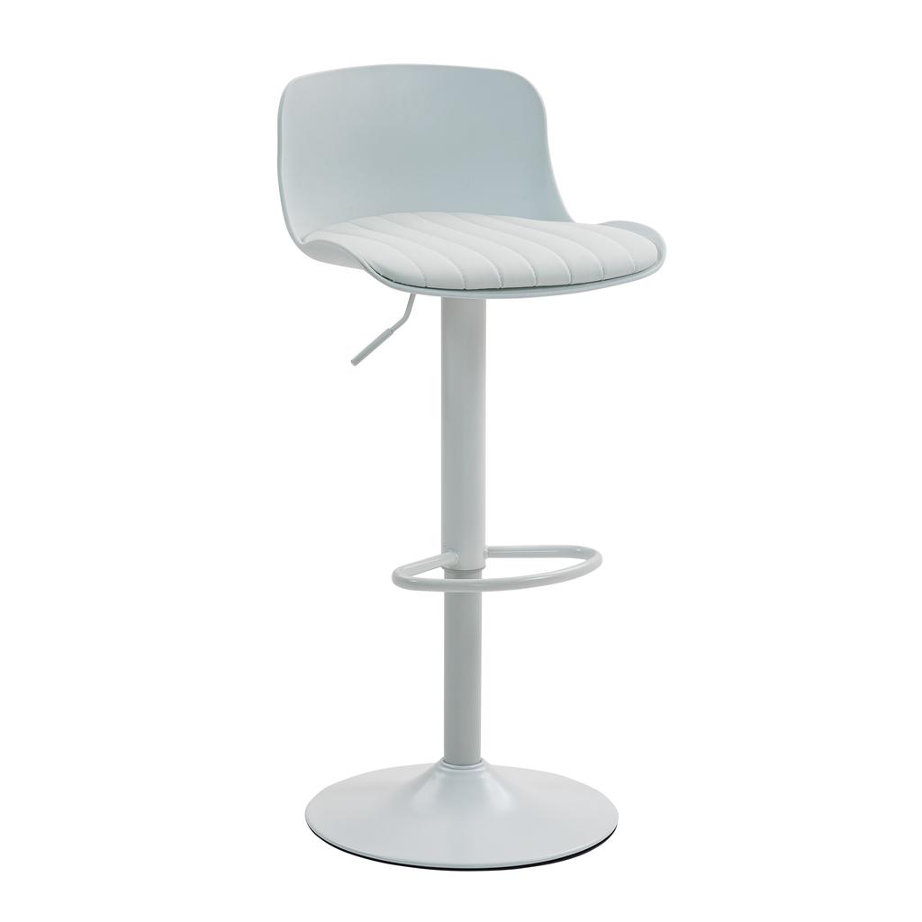 Modern Adjustable Swivel Bar Stools Set of 2, Plastic Backrest & Faux Leather Seat, Gas Lift Height, Metal Base with Footrest, Kitchen Counter