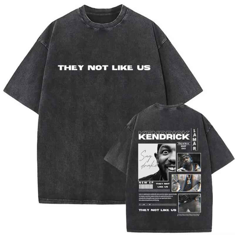 T-shirt Vintage Lavata Edizione Limitata Rapper Kendrick Lamar They Not Like Us Estate Unisex Donna Hip Hop Oversize Street Girocollo Maglietta
