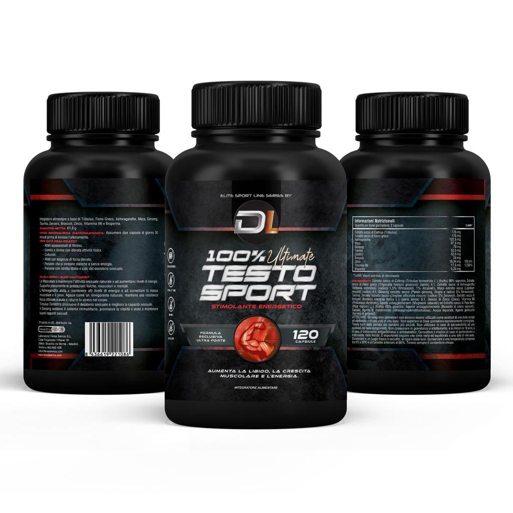 Healthy Fusion 100% Ultimate Testosport | Energizing Testosterone Booster | Fat-Burning and Invigorating | 120 Count