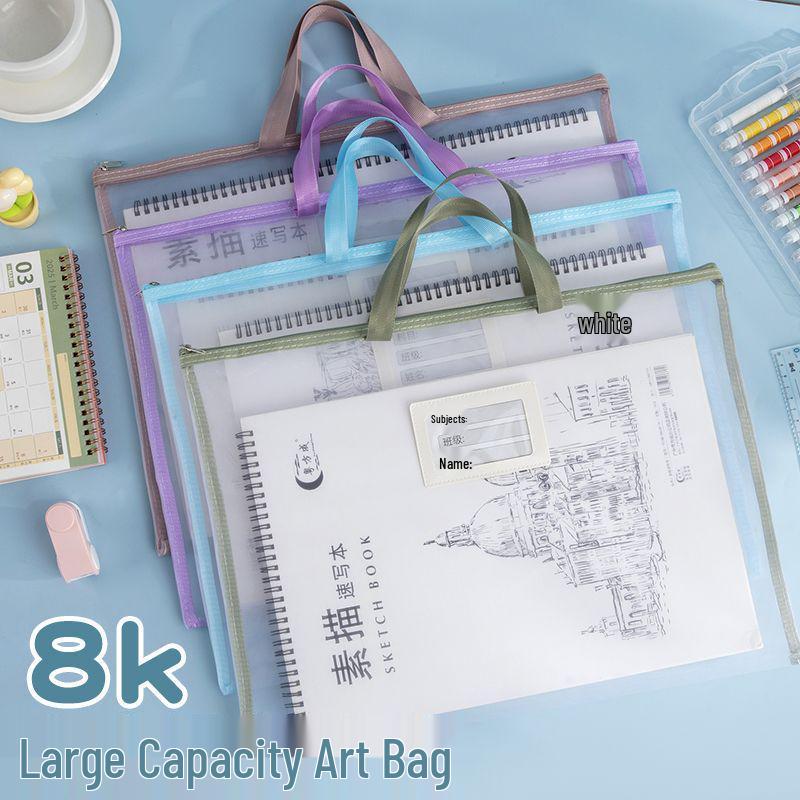 Ztluštěná průhledná taška na zip A3 na ruční pořadače a úložný box na umění