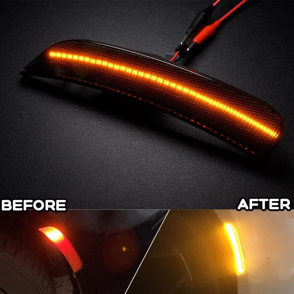 NJSBYL Smoke Lens Amber/Red Full LED Front Rear Side Marker Light Kits for Chrysler 300 2015 2016 2017 2018 2019 2020 2021 2022 300S 300C C Platinum