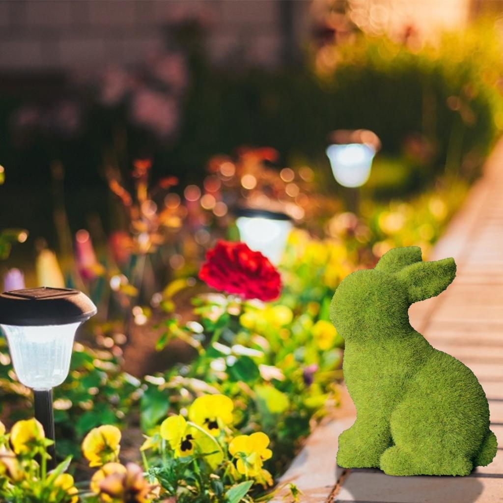 Flocked Easter Decor Resin Garden Bunny Statue Easter Garden Ornament