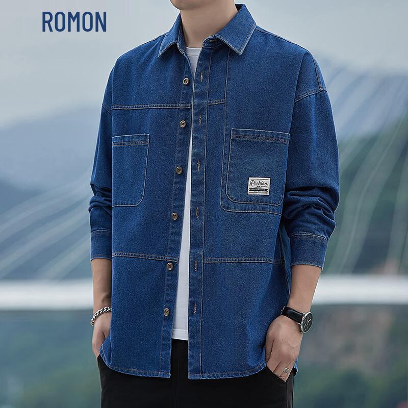 ROMON Men s Long-Sleeve Denim Shirt 3XL