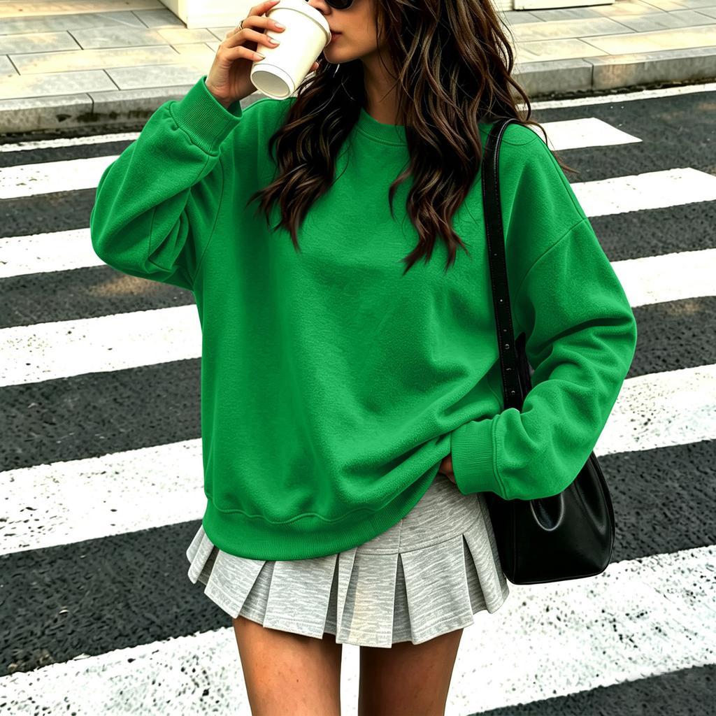 Women's Fashion Long Sleeve Neck Sweatshirt Pullover Top