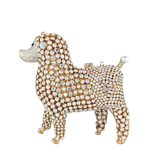 

Boutique De FGG (in stock) Poodle Minaudiere Rhinestone Clutch Handbag Women Puppy Crystal Evening Bags Party Dog Handbags Big Size