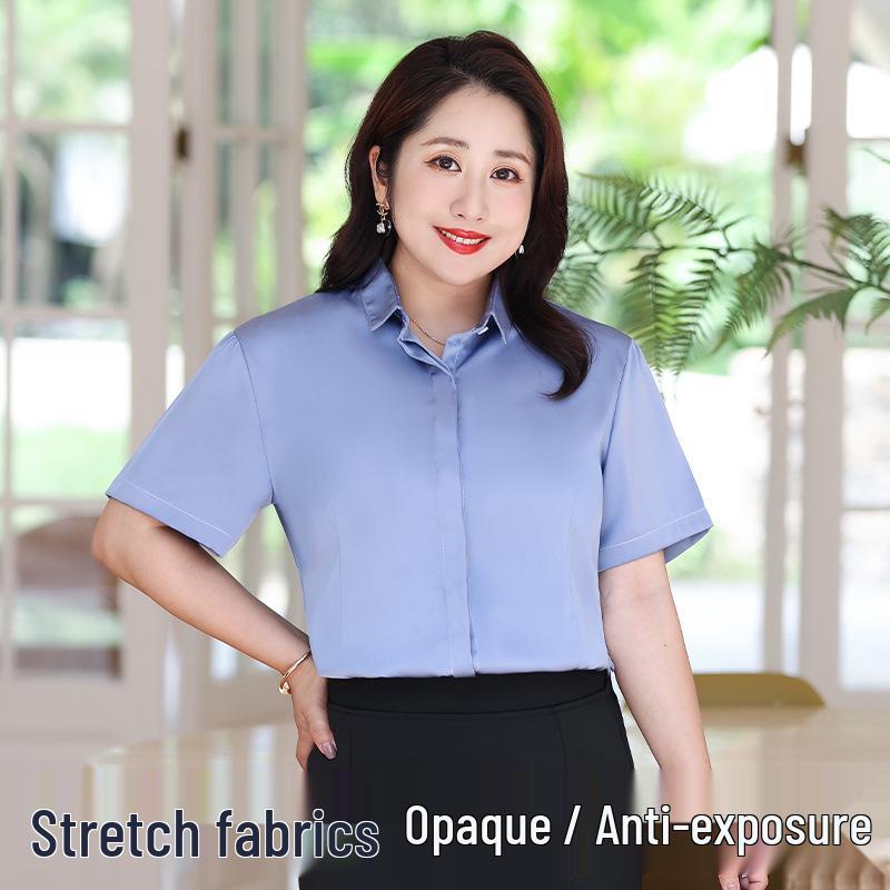 

2025 Summer Women s Satin Chiffon Shirt - Professional Wear, Plus Size 200 Jin XXL