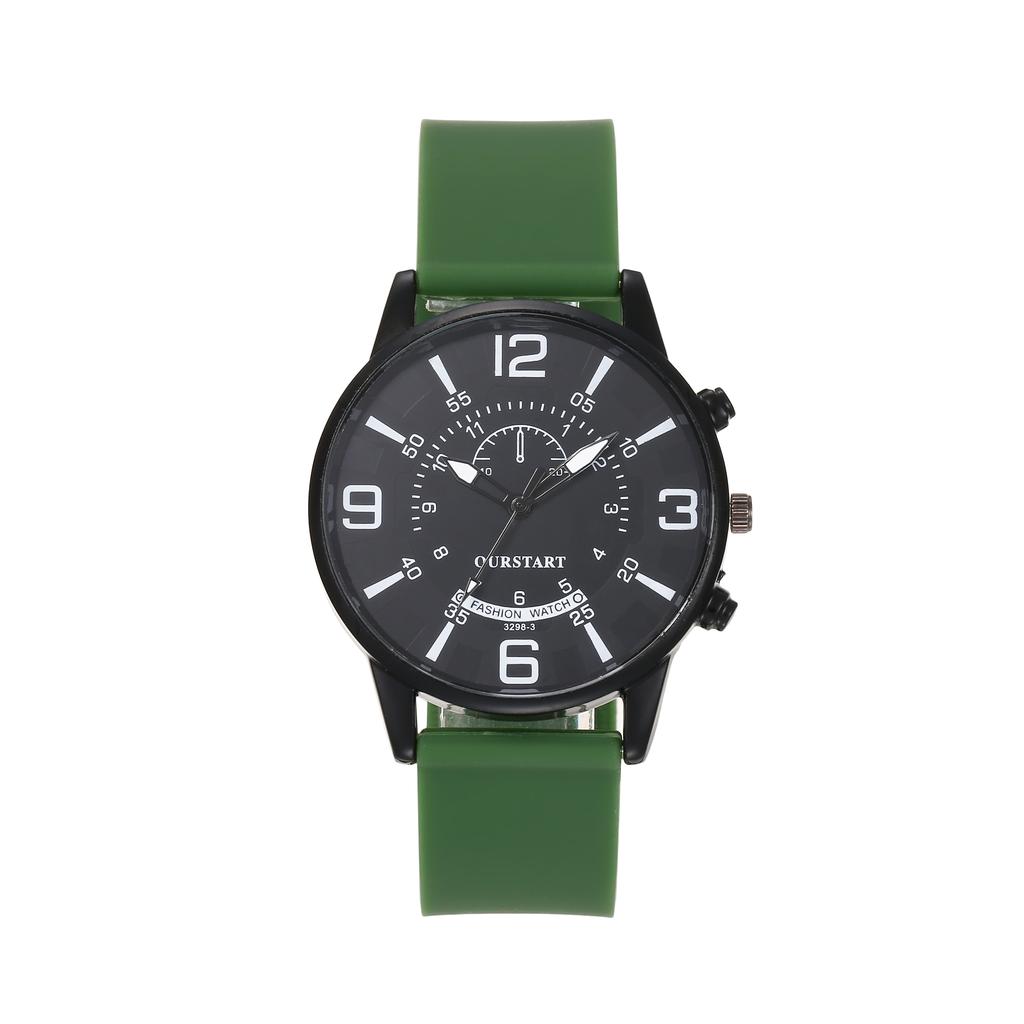 Sporty Ins High-quality Simple Trend Round Dial Pointer Style Silicone Strap Men's Watch