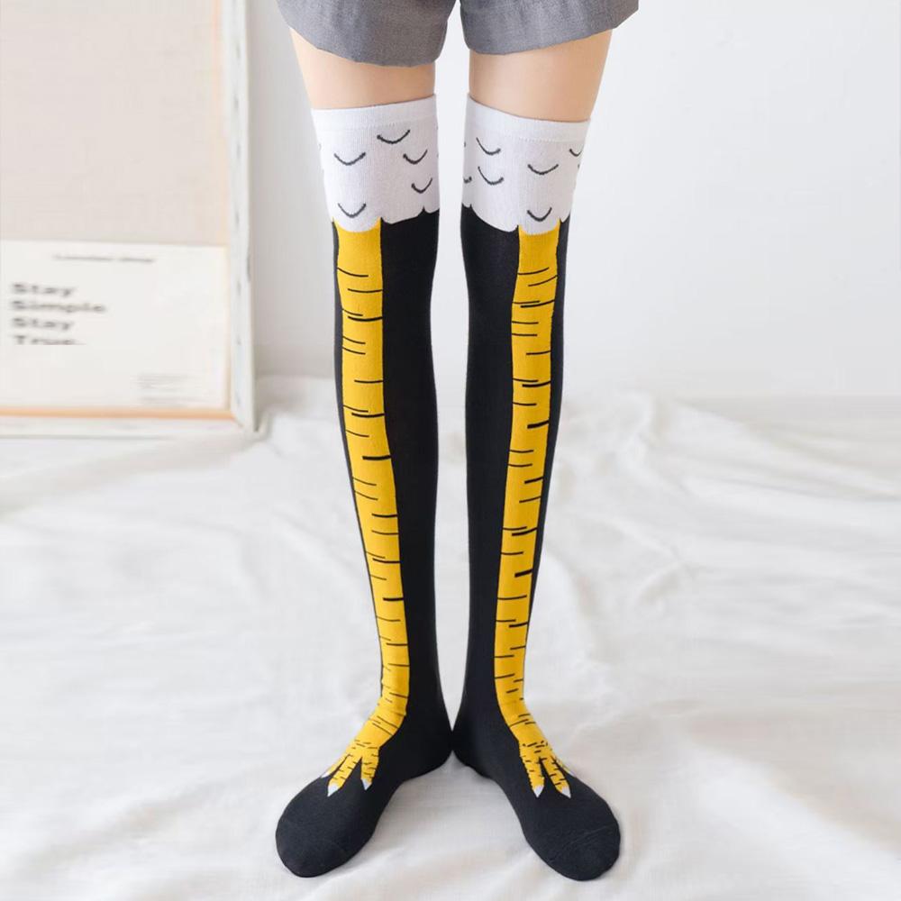 Chicken Paws Feet Long Socks Women Over The Knee Stockings Funny Cartoon Chicken Leg Claw Ladies 3D Print Thigh High Socks Gifts