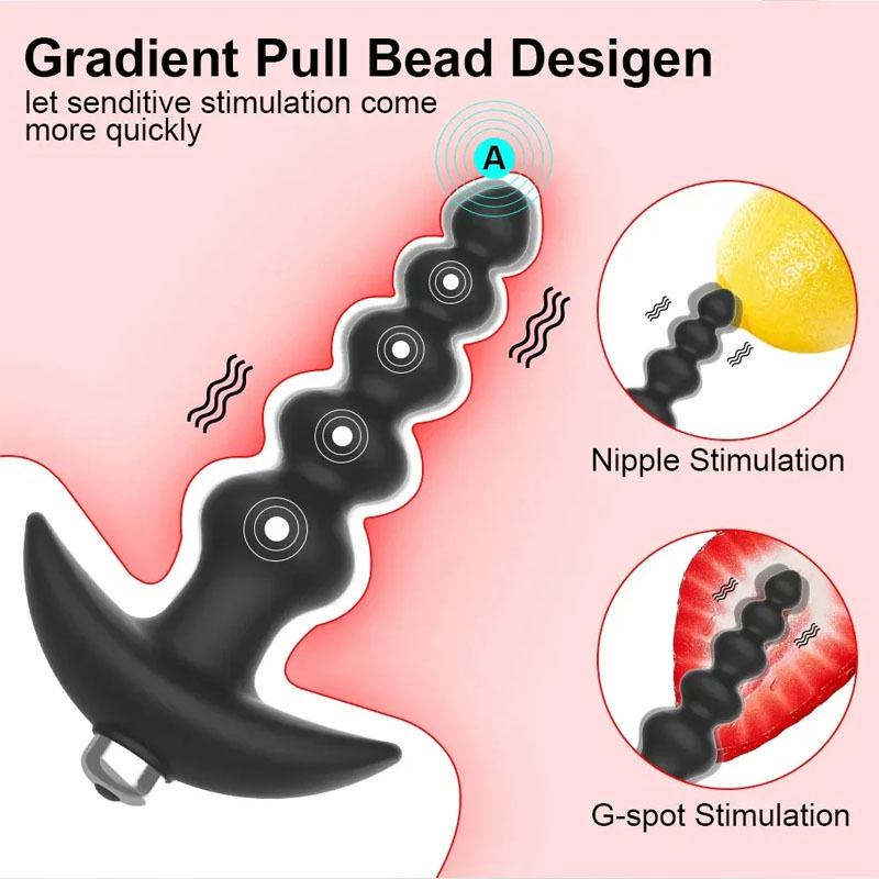 Anal Plug Vibrator Men's Prostate Massager Anal Stimulation Pull Beads Dildo G-spot Breast Masturbator Soft Silicone Fart Plugs