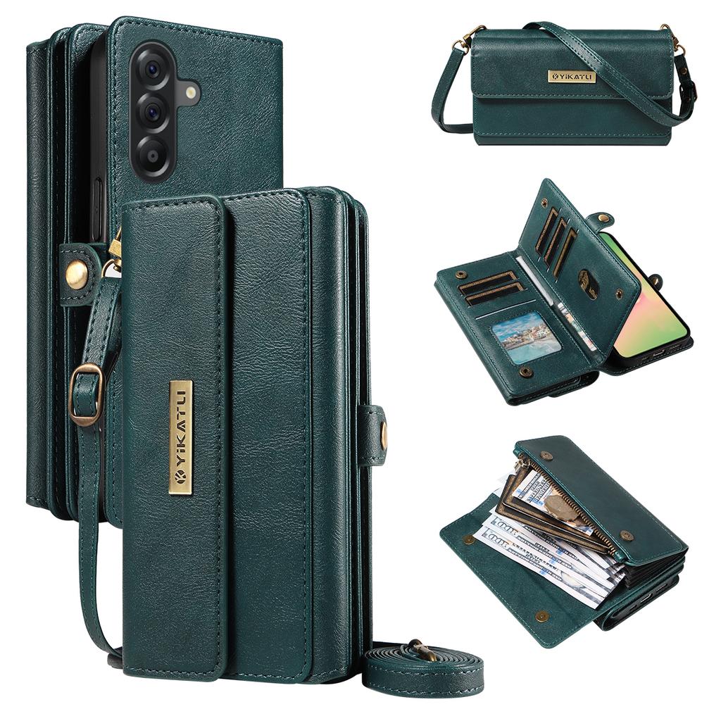 For Samsung Galaxy A56 5G/Galaxy M56 5G Case YIKATU YK-008 Zipper Wallet Leather Phone Cover with Shoulder Strap