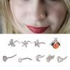 9pcs L Shaped Nose Studs Women Fashionable Stainless Steel Zirconia Nose Studs Jewelry Accessory