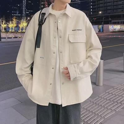 Men's Trendy Long/Short-Sleeved Shirt - Spring/Summer Japanese Style for Teens and Students