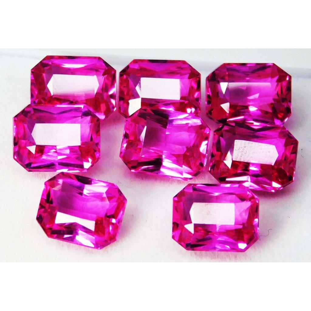 67.85 Ct Natural CERTIFIED Sapphire Pink Color Emerald Cut 8 Pcs Loose Gemstone ys-2354