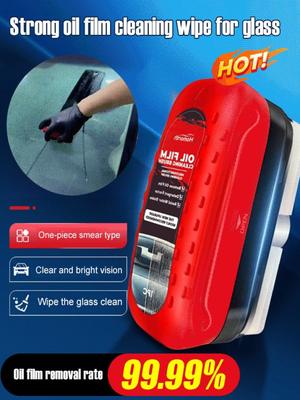 Strong Oil Stain Cleaner for Car Glass Car Glass Cleaning Brush Auto Glass Oil Film Remover Coating Front Glass Windshield