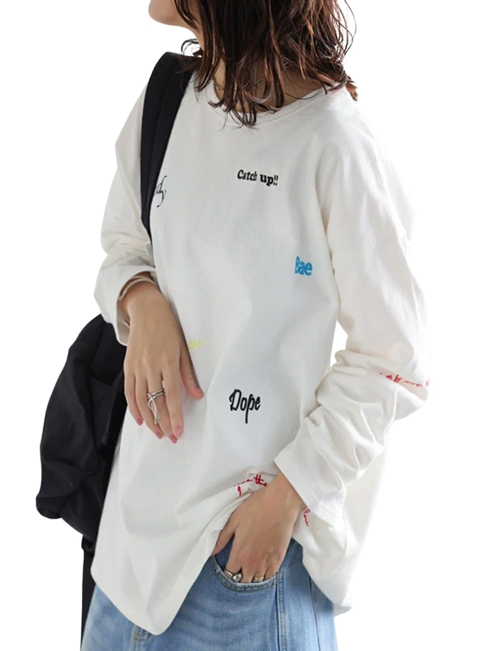 

Антиква Вышитая Длинная Белая Футболка Унисекс, Женская, EP-00173, 03,